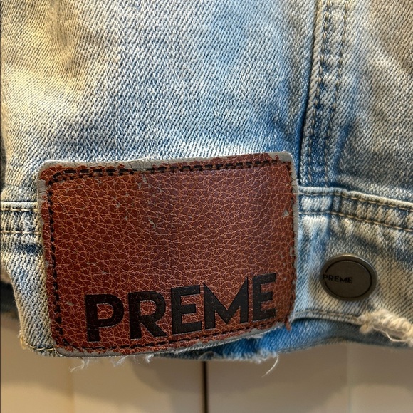 Preme Light Blue Distressed Whitewash Denim Jean Button Down Men’s Jacket Medium - Picture 5 of 16